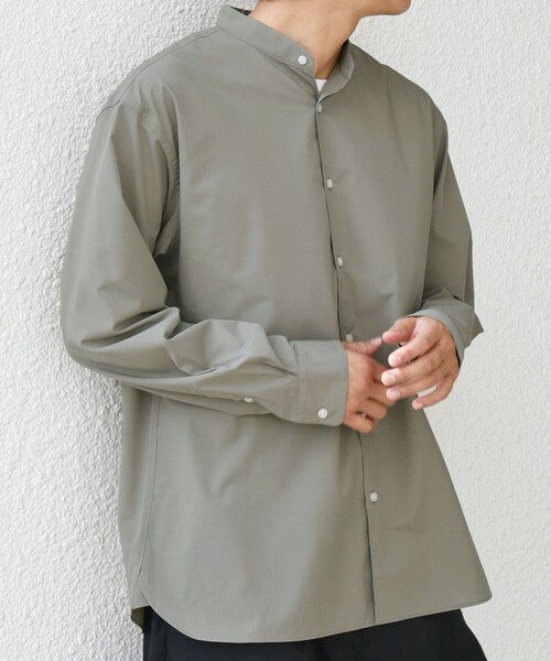 SHIPS any シャツ any: LIM BLESS ソリッド / ストライプ バンドカラー