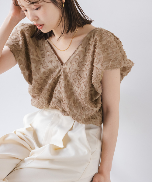 NOBLE（ノーブル） ブラウス シャツ 「洗える」レオパードジャガード