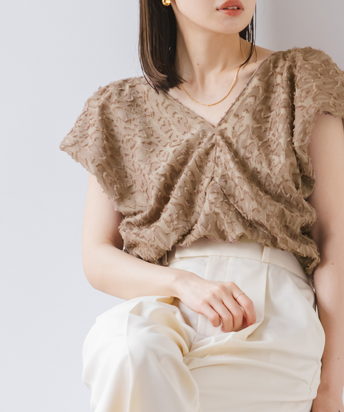 NOBLE（ノーブル） ブラウス シャツ 「洗える」レオパードジャガード