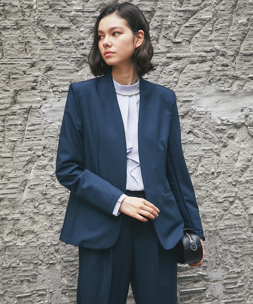 セットアップ 「自宅で洗える」 ノーカラージャケット＆テーパード