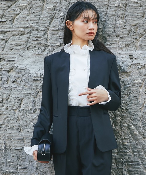 セットアップ 「自宅で洗える」 ノーカラージャケット＆テーパード