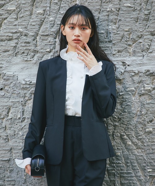 セットアップ 「自宅で洗える」 ノーカラージャケット＆テーパード