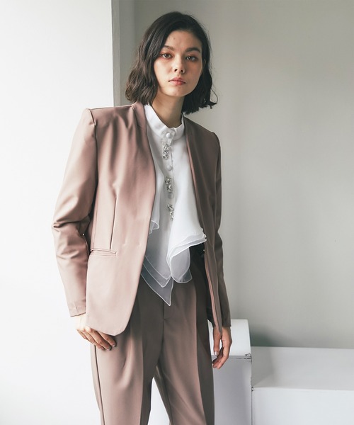 セットアップ 「自宅で洗える」 ノーカラージャケット＆テーパード