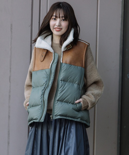 Munich（ミューニック） ダウンベスト ベスト ダウンタフタ×ムートン