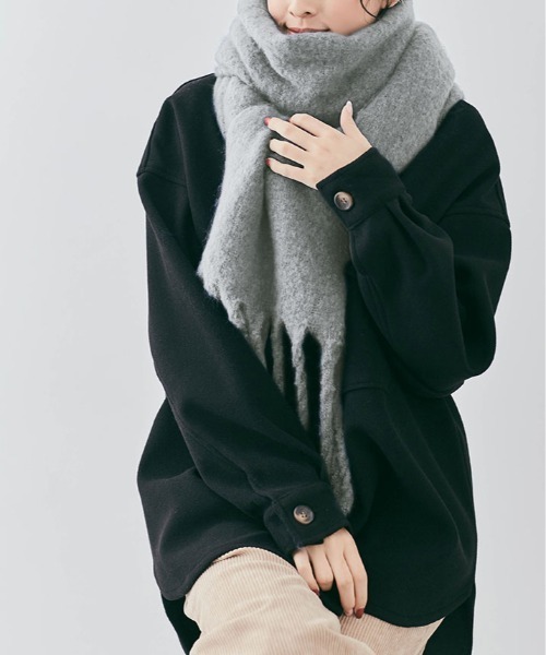 マフラー ストール スフレ ニット フリンジ レディース : ZOZOTOWN