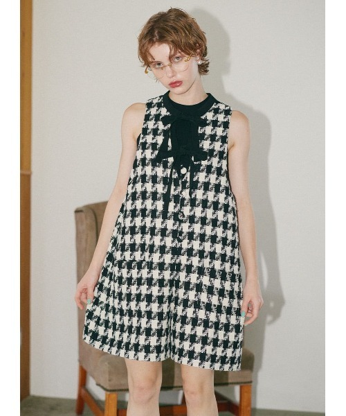 COEL（コエル） サロペット オーバーオール 千鳥柄ツイードサロペット