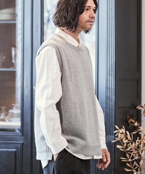 CAMBIO（カンビオ） ベスト ジレ mcg3327- ライン編みクルーネック