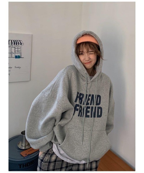 DEVICE（デバイス） パーカー ビックシルエット FRIEND プリントロゴ