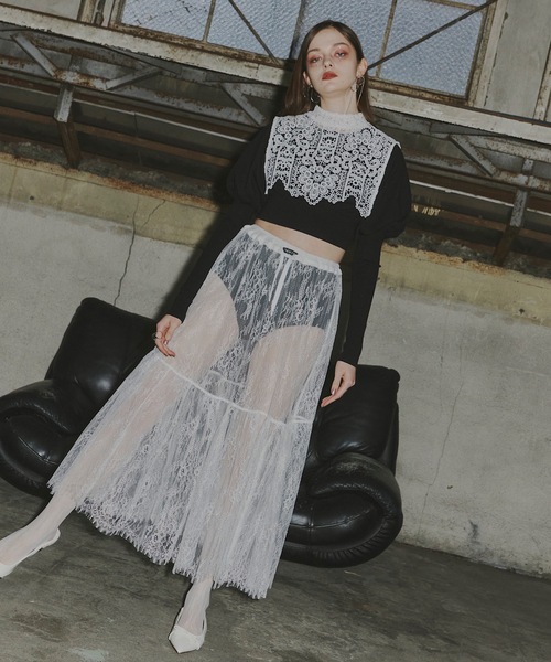 VIOLETTA（ヴィオレッタ） スカート スカラップレースティアード