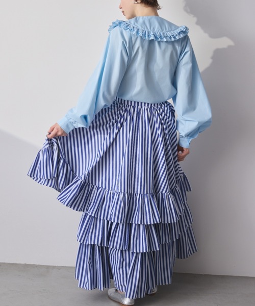 PERNA（ペルナ） スカート ストライプティアードスカート : ZOZOTOWN