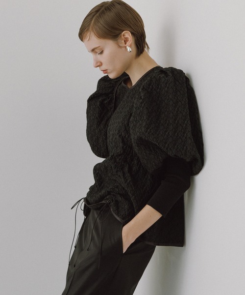 ADAM ET ROPE'（アダムエロペ） tシャツ ジャガードコンビギャザー