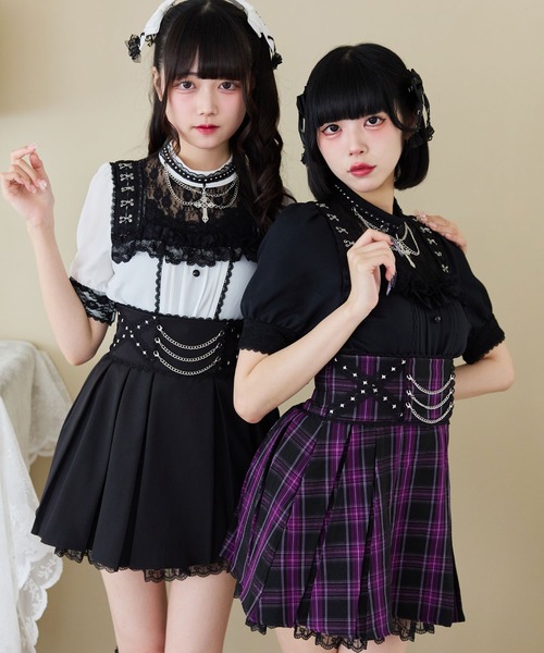 DearMyLove スカート チェーンクロスレースフリルスカート : ZOZOTOWN