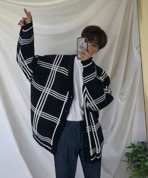 B.R.U カーディガン チェック柄オーバーサイズカーディガン / ウィン