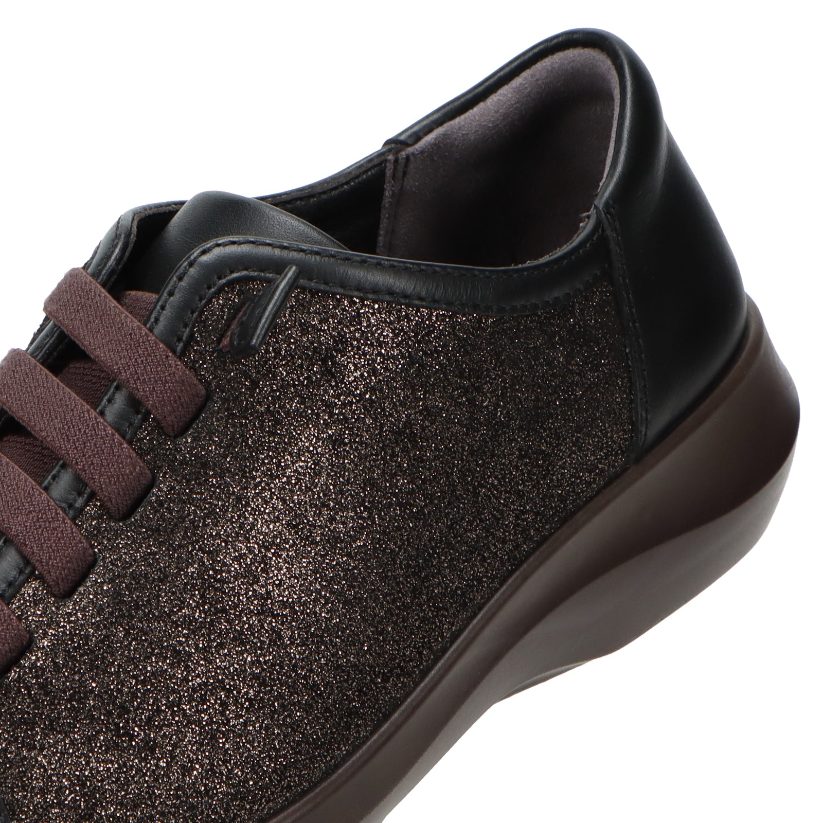 アキレス・ソルボ C 616 黒｜ラメ×スムース革3Eゴム紐シューズ｜秋冬