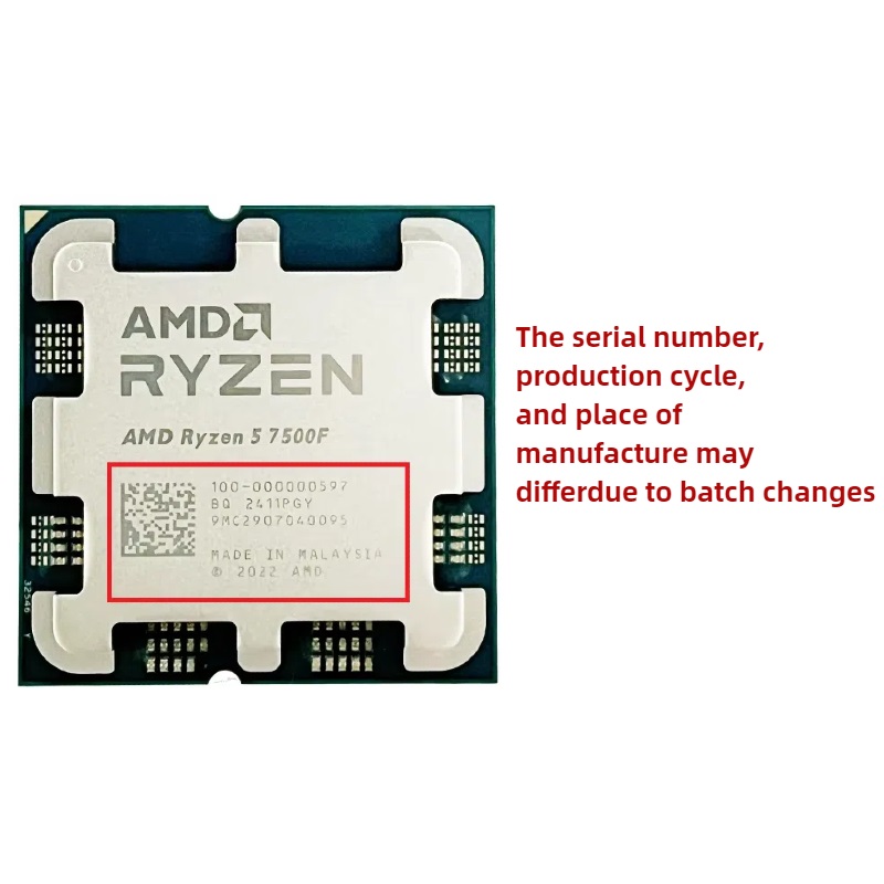 AMD Ryzen 5 R5 7500F 3.7GHz 6-Core 12-Thread CPU LGA AM5