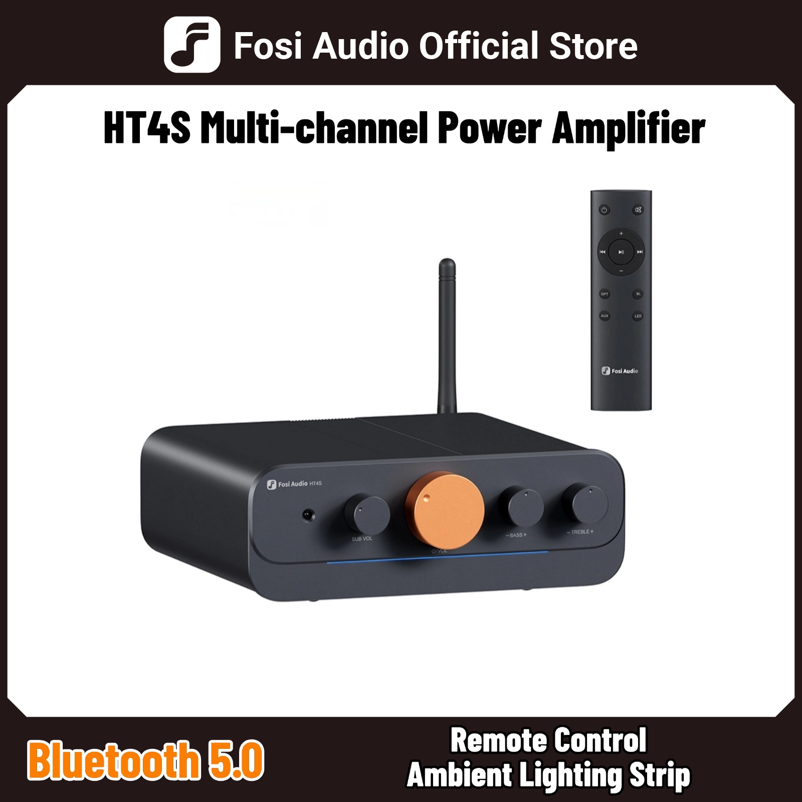 Fosi Audio HT4S Bluetooth 4.1 ホームサウンドアンプ、屋外スピーカー