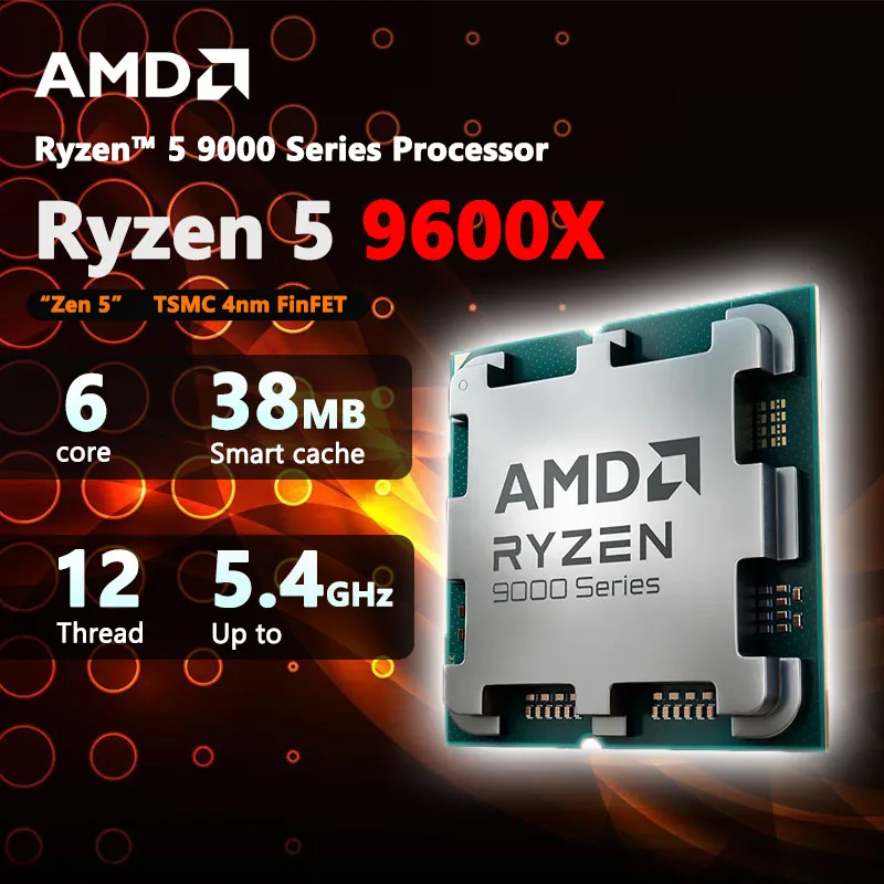 AMD 新しい Ryzen 5 9600X プロセッサ 5.4GHz 6 コア 12 スレッド 38MB