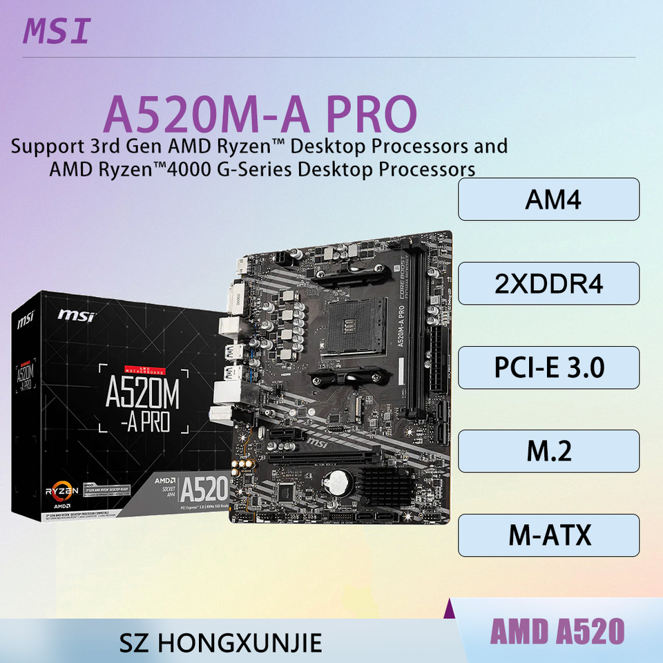 MSI A520M-A PRO motherboard AM4 memoria ram DDR4 AMD A520 cpu