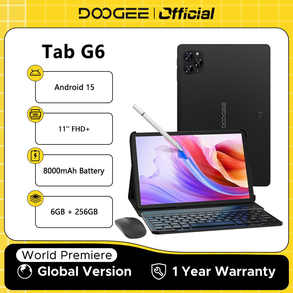 DOOGEE Tab G6 2 IN 1 Tablet Android 15 Dual Speakers 11'' Screen