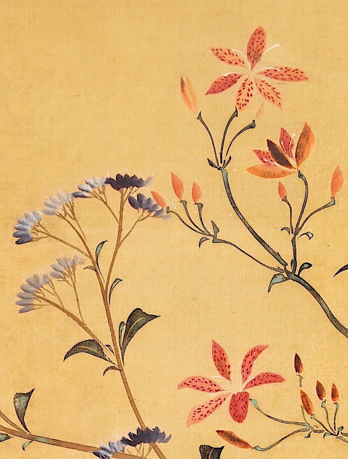 鈴木其一「朝顔小禽図」 絹本 着色 琳派 江戸絵画 / Suzuki Kiitsu