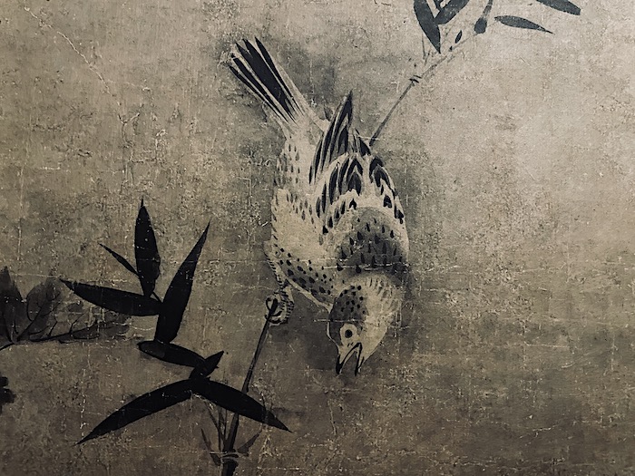 山田青雅 水墨画 扁額 大作 日本画 竹林に雀 山田青雅 水墨画 扁額