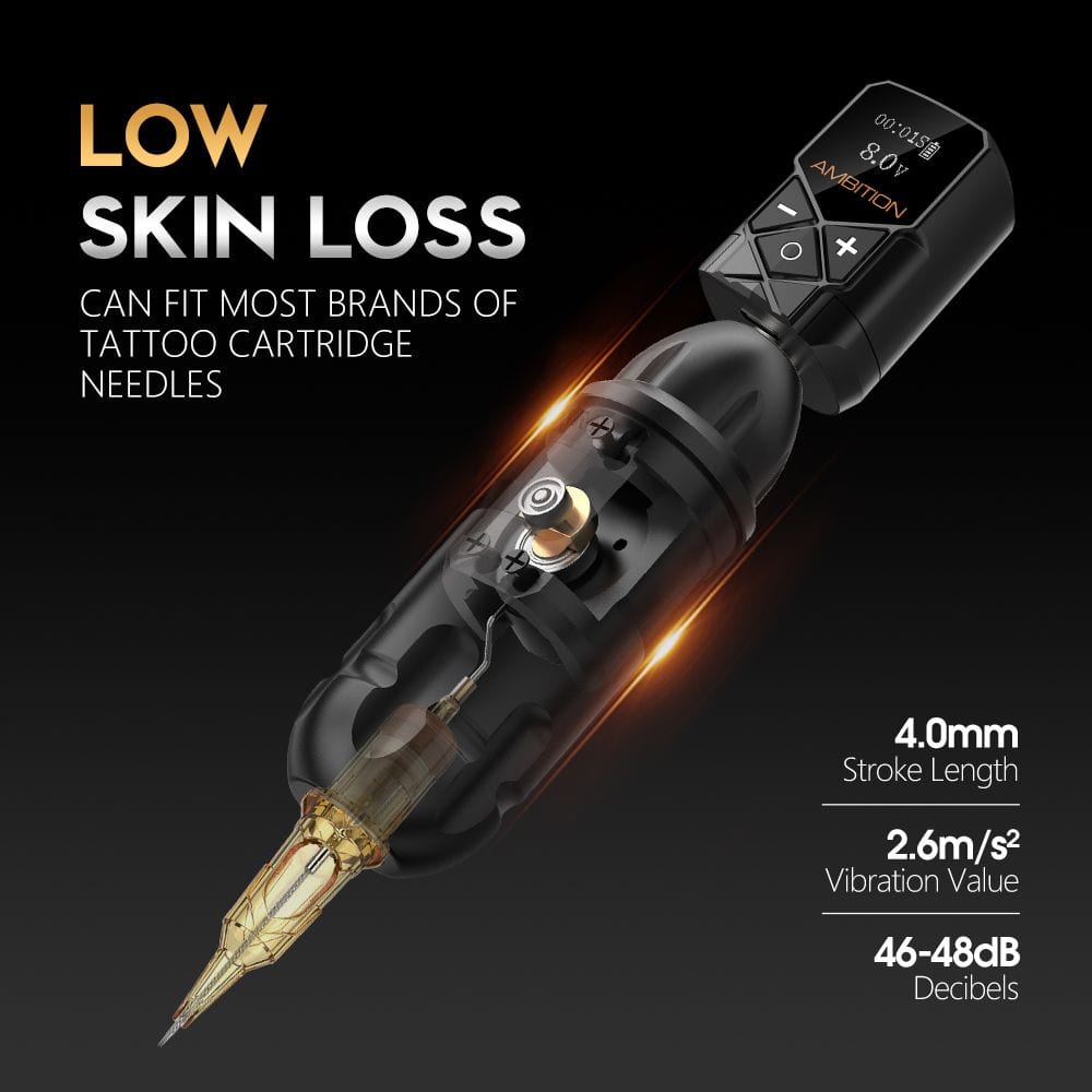 Ambition Shura Rotary Tattoo Machine with Kuark Wireless Tattoo Batter