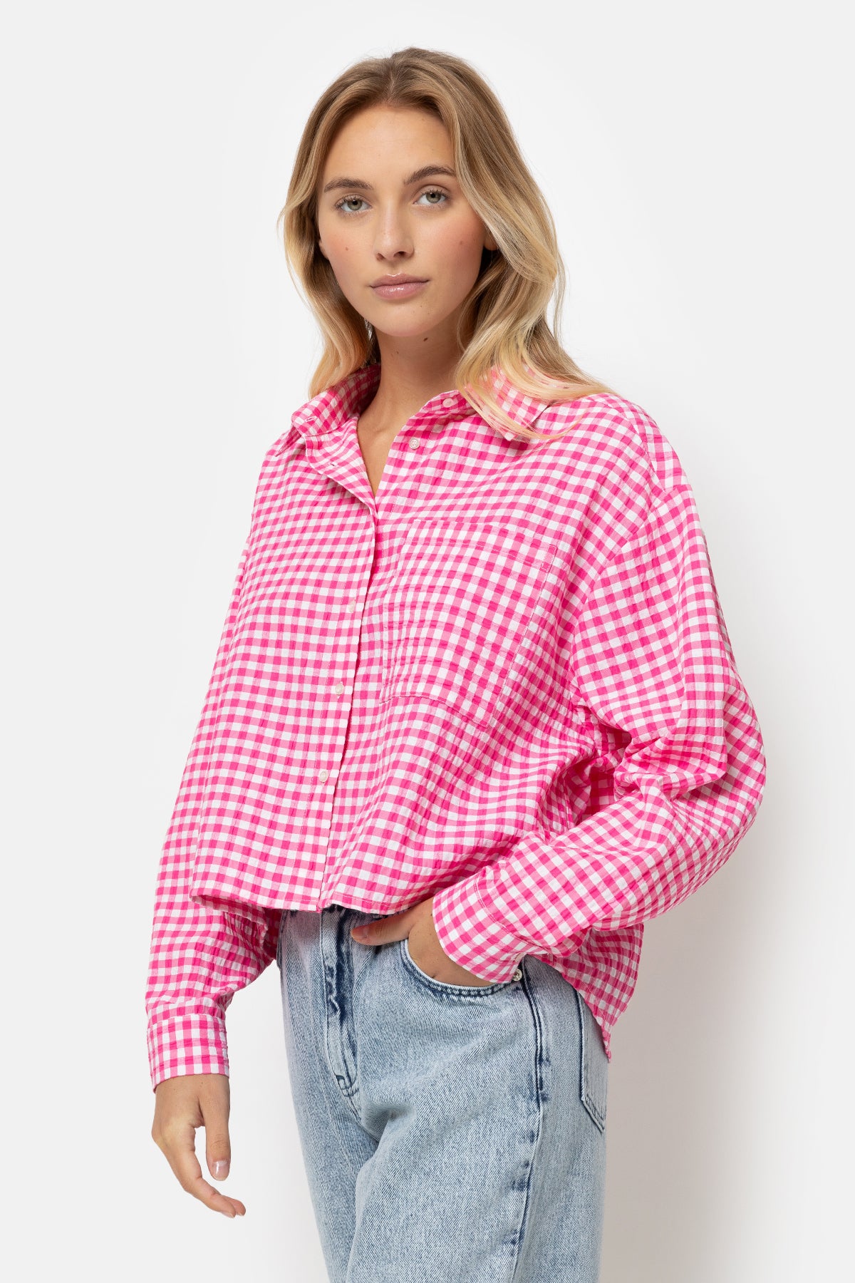 Lilian Cropped Shirt | Pink Checked – Âme antwerp