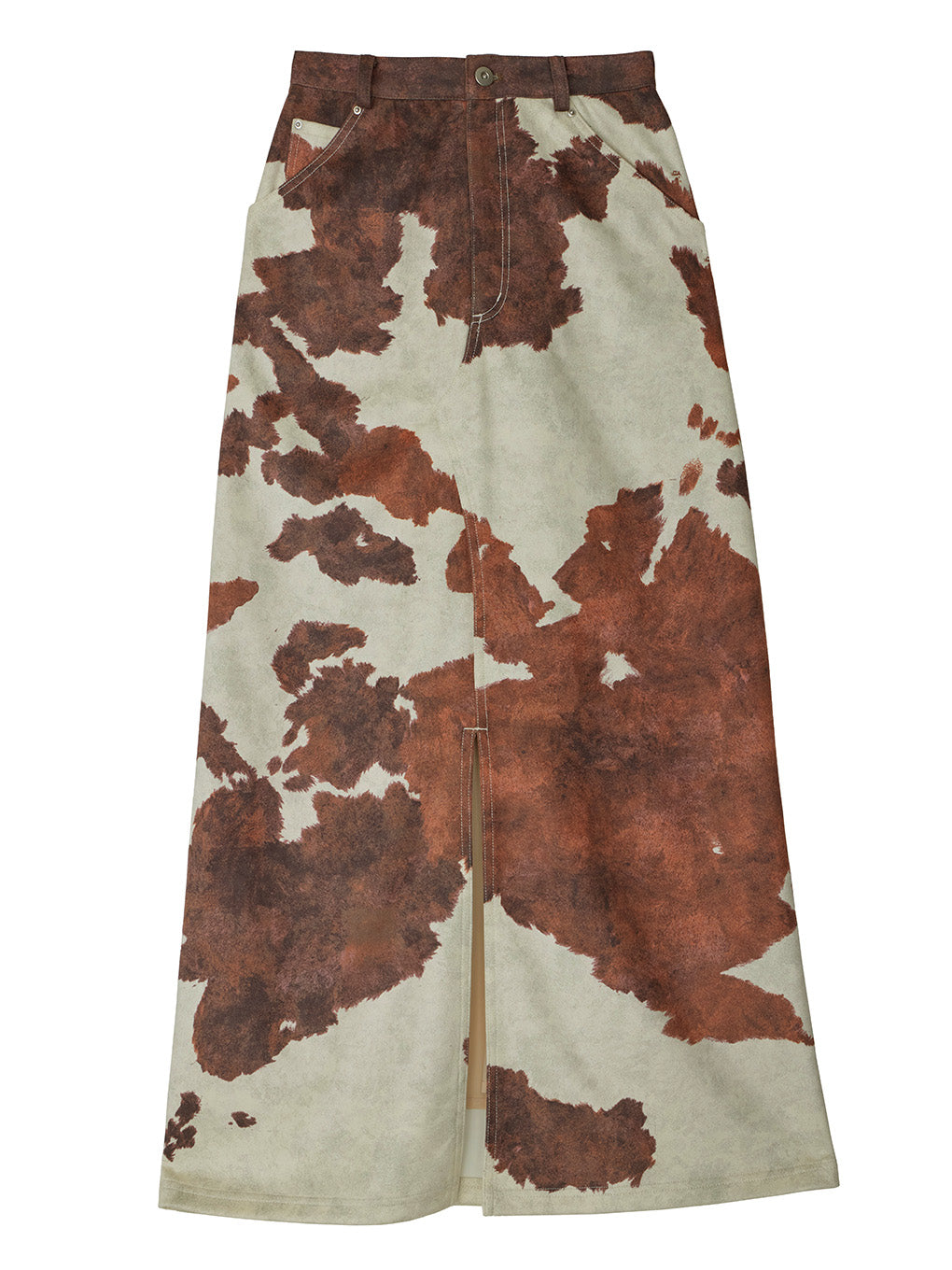 COW PATTERN SUEDE LIKE SKIRT