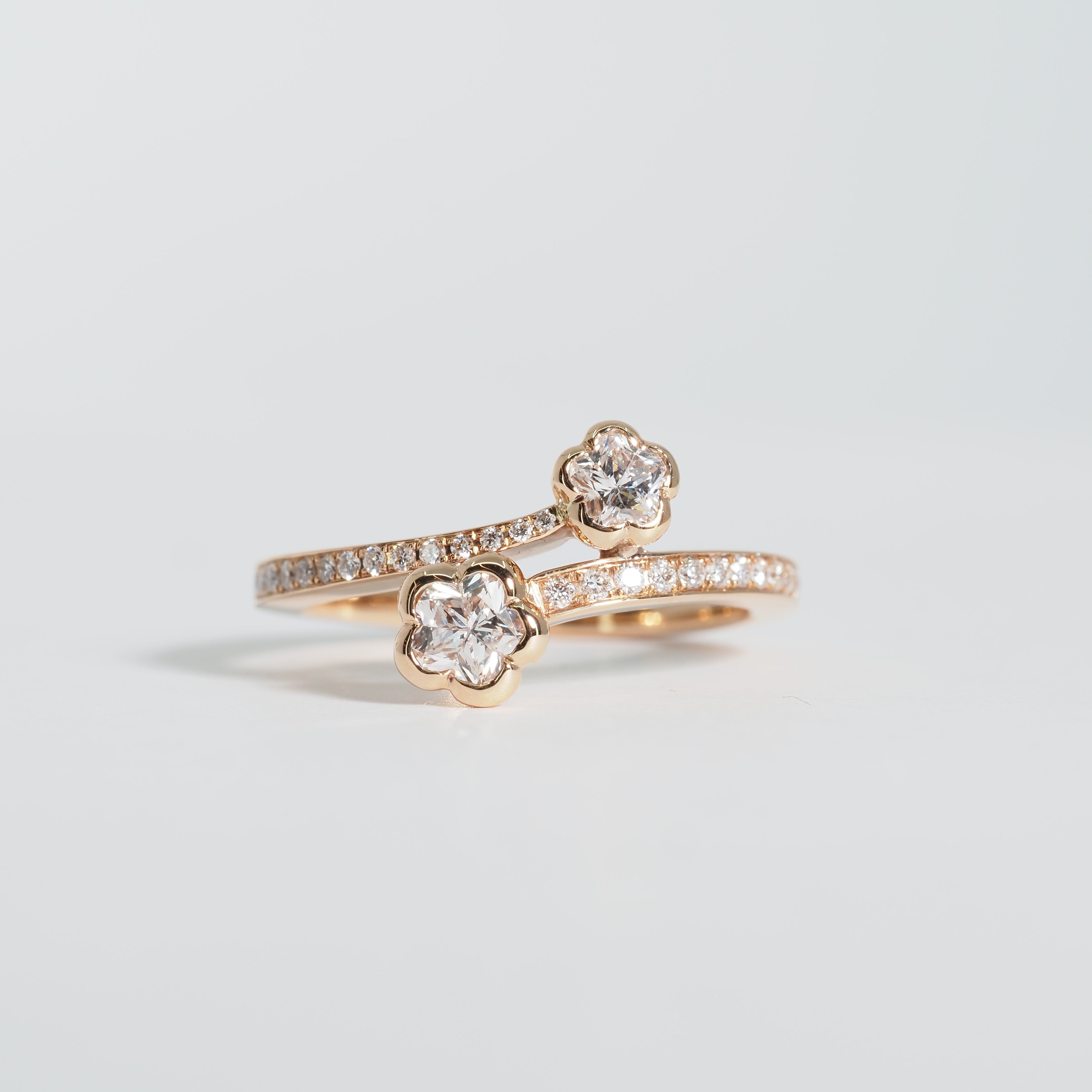 K18 クロス フラワー リング #11 – ALINA