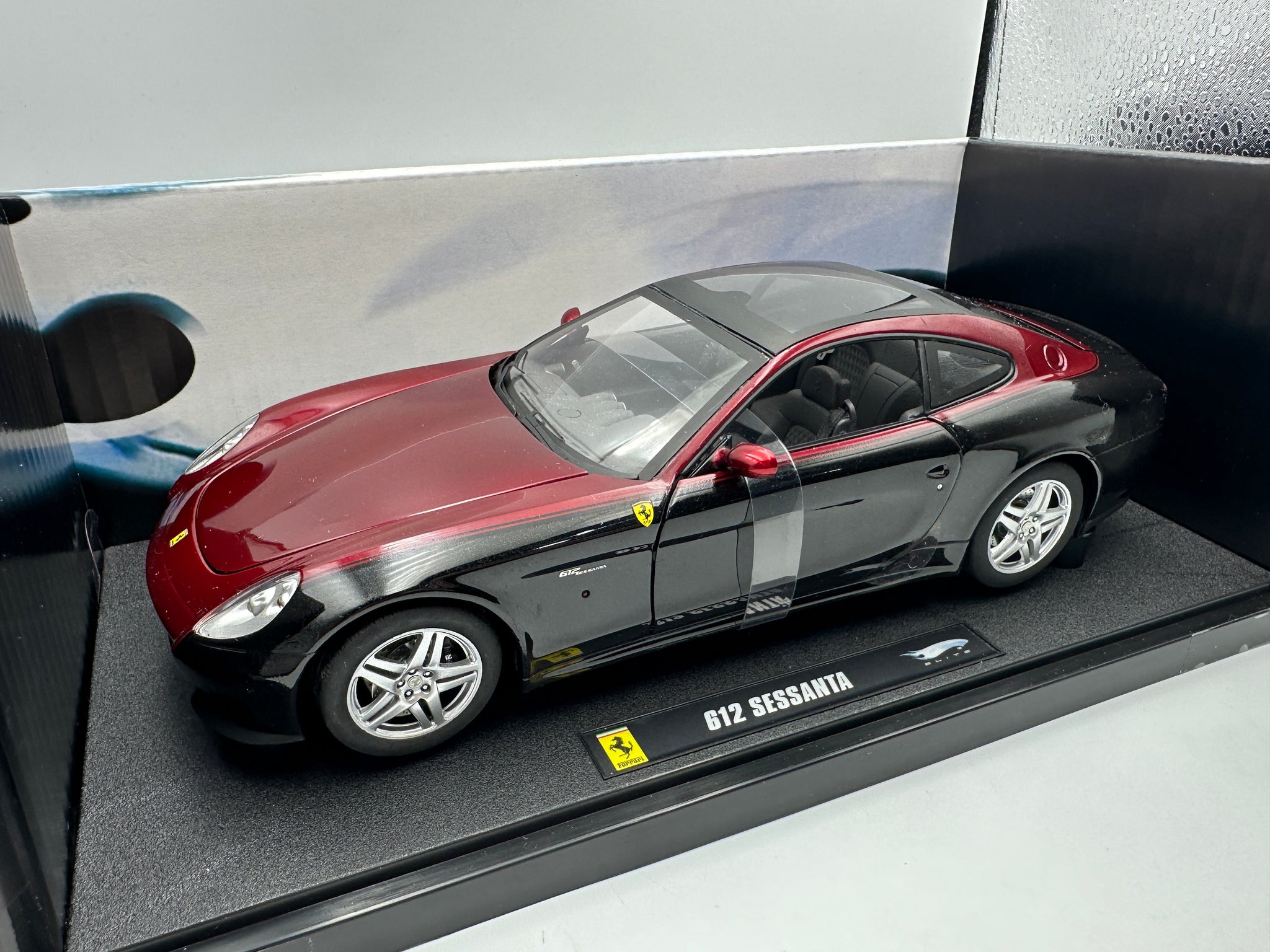 1:18 Ferrari 612 Sessanta -- Maroon / Black Metallic -- Hot Wheels Eli