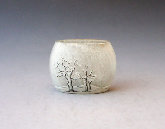 ドーム・ナンシー「冬景色カラス文ミニチュア花瓶」《アンティックかとう》