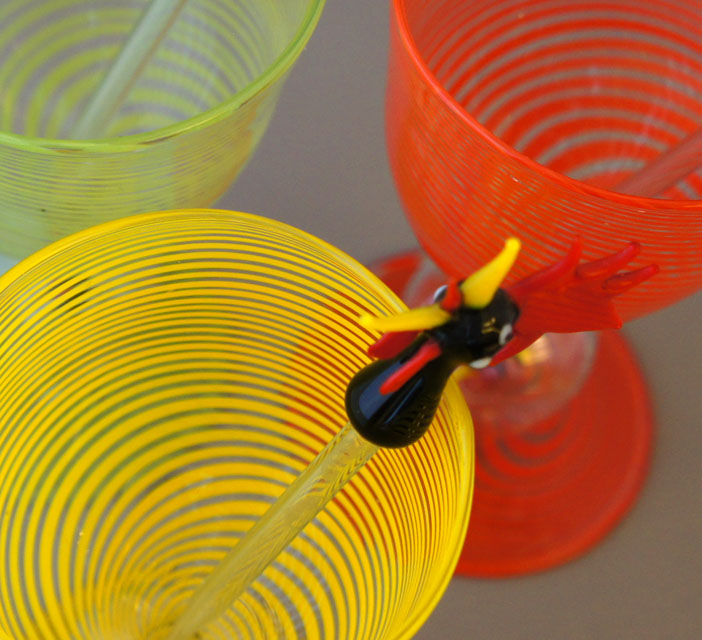 ビミニ「にわとりワイングラス マドラー付き」《アンティックかとう》