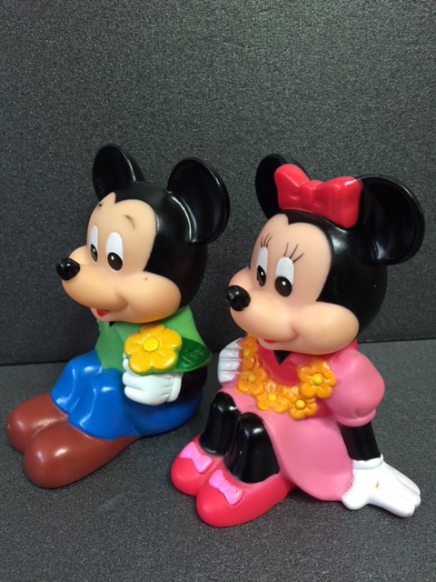2体セット☆三菱銀行 ミッキーマウス・ミニー ソフビ人形 貯金箱 10