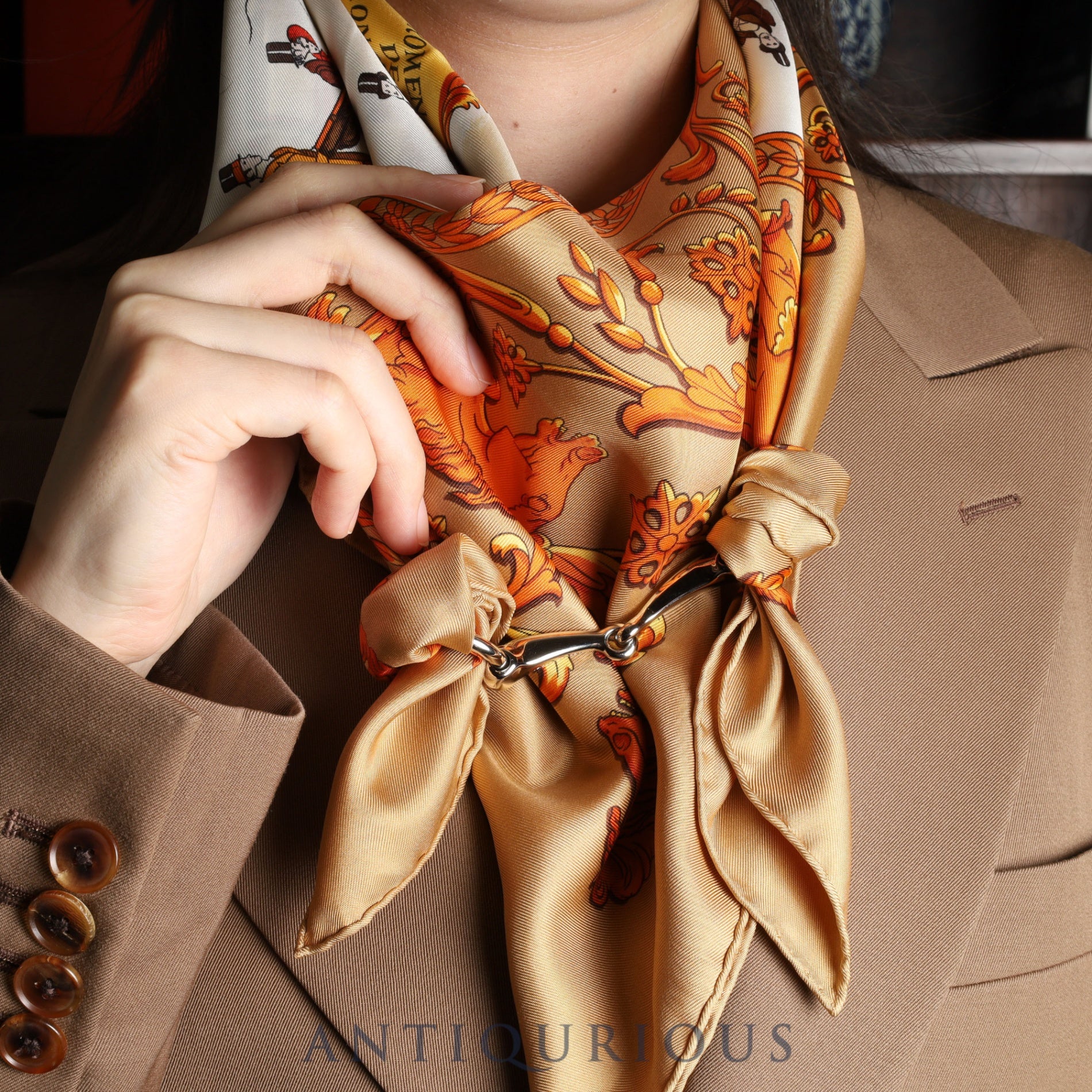 エルメス スカーフリング 90 モール 馬具の銜 箱 カード 保存袋 | 東京