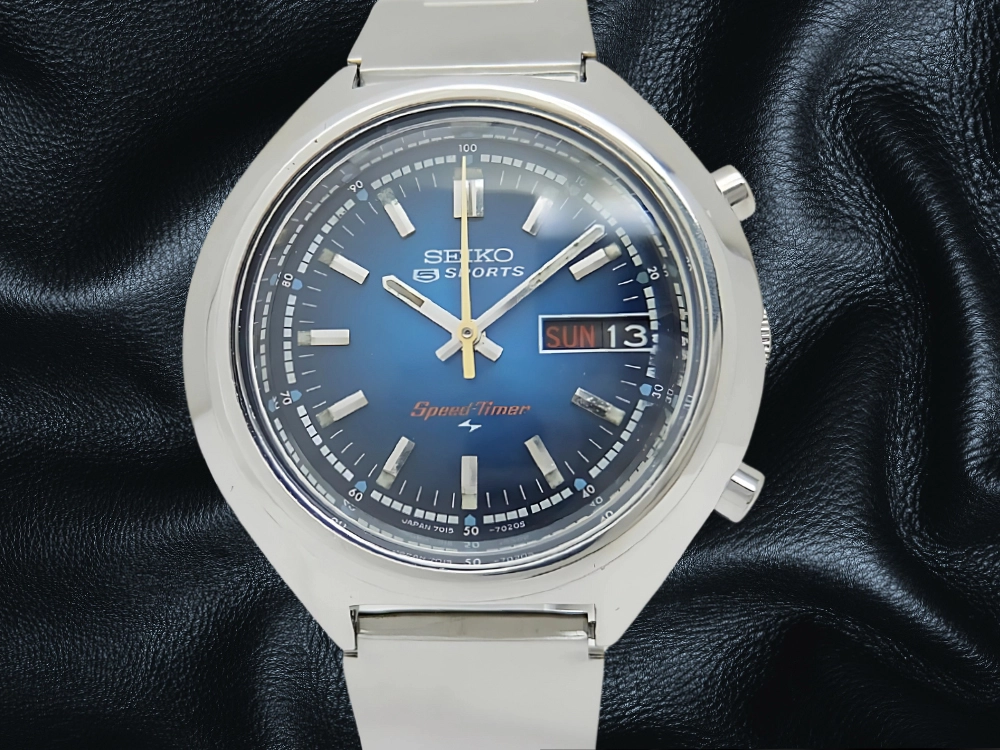 JA-3112| セイコー 5スポーツ スピードタイマー 7015-7000 SS ブルー