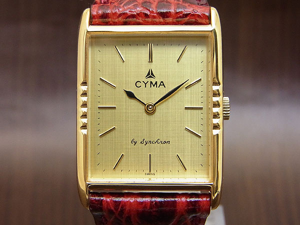 シーマ CYMA by SYNCHRON エレガントな角型ゴールドケース 2針 17石 手