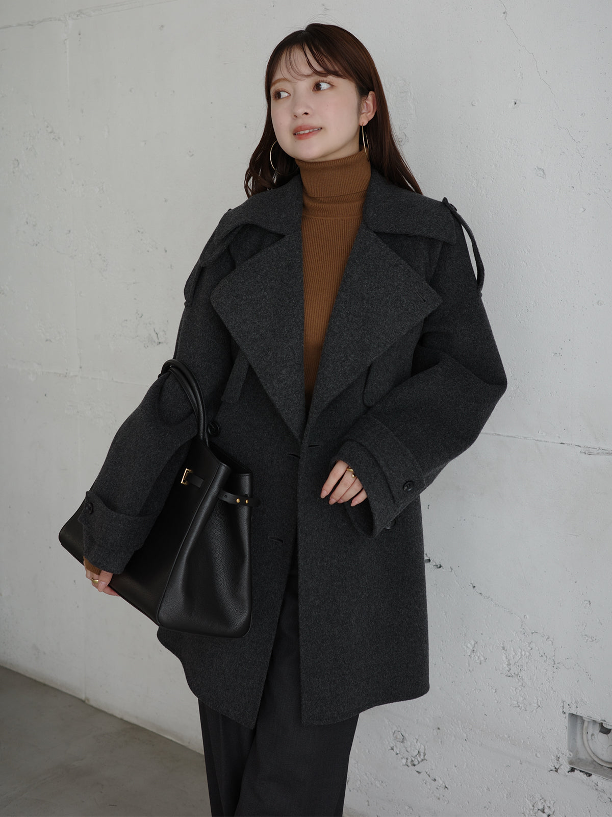 シルクカシミアブレンドフィットリブタートルニット