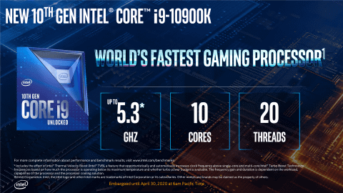 Intel、10コア/5.3GHz動作の「Core i9-10900K」など第10世代S