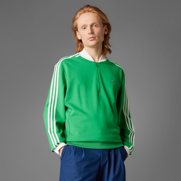 adidas Originals 3-Stripes 1/4 Zip Sweatshirt - Green | Free
