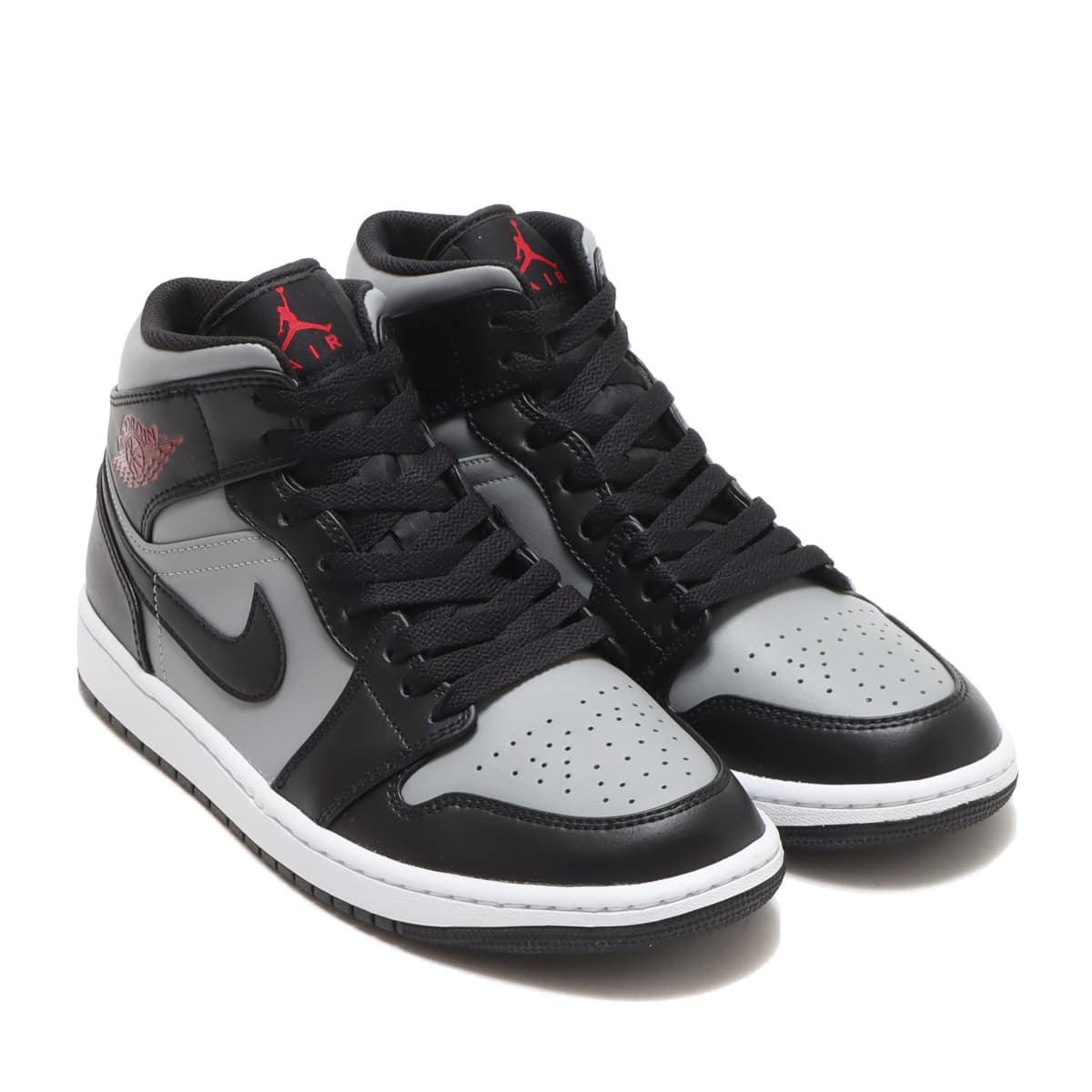 JORDAN BRAND AIR JORDAN 1 MID BLACK/GYM RED-PARTICLE GREY-WHITE