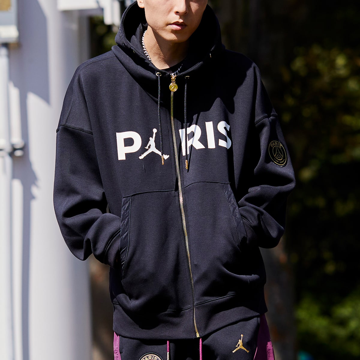 JORDAN BRAND AS M J PSG FLEECE TRAVEL FZ BLACK/BLACK/METALLIC GOLD