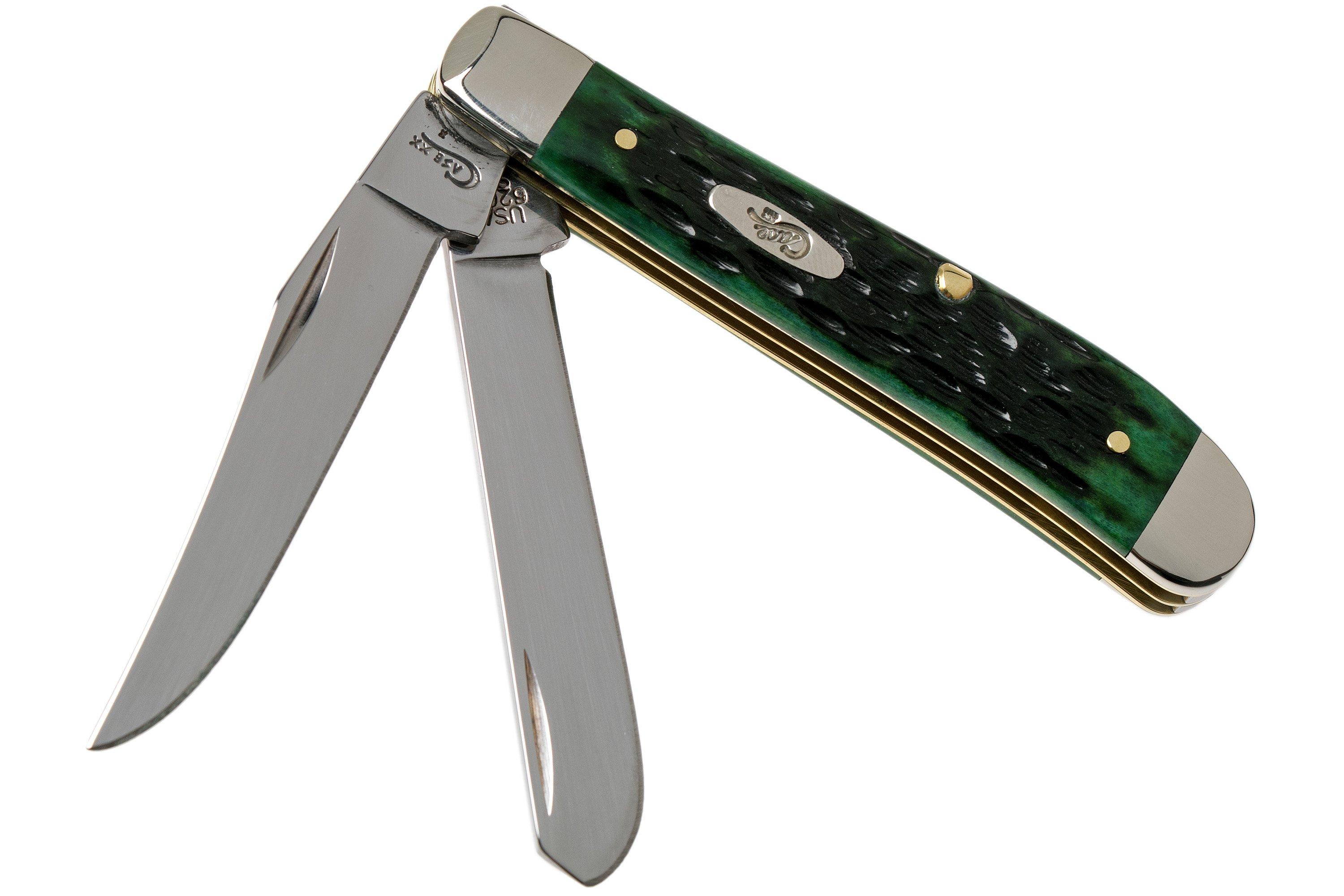 Case Mini Trapper Pocket Worn Bermuda Green Bone, Peach Seed Jig