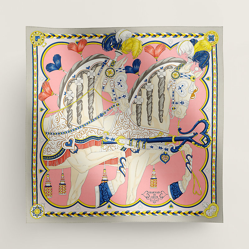 Harnais de Coeur scarf 90 - Pink | Hermès Mainland China