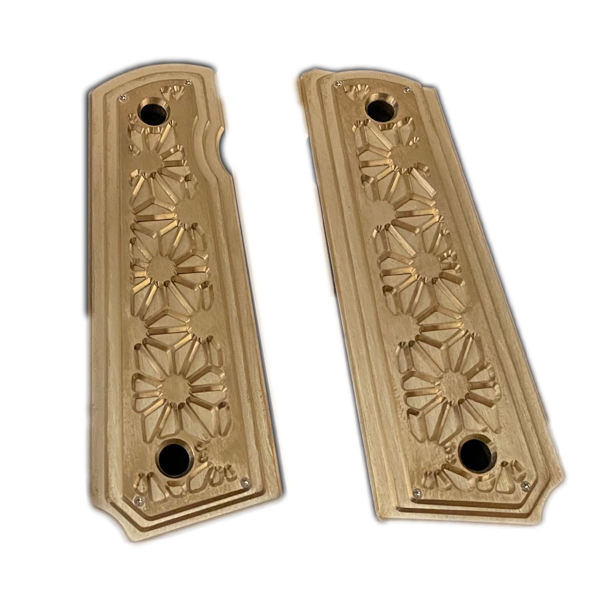 麻の葉銃把1911 真鍮製グリップ ガバメント 左右2個1set 日本製