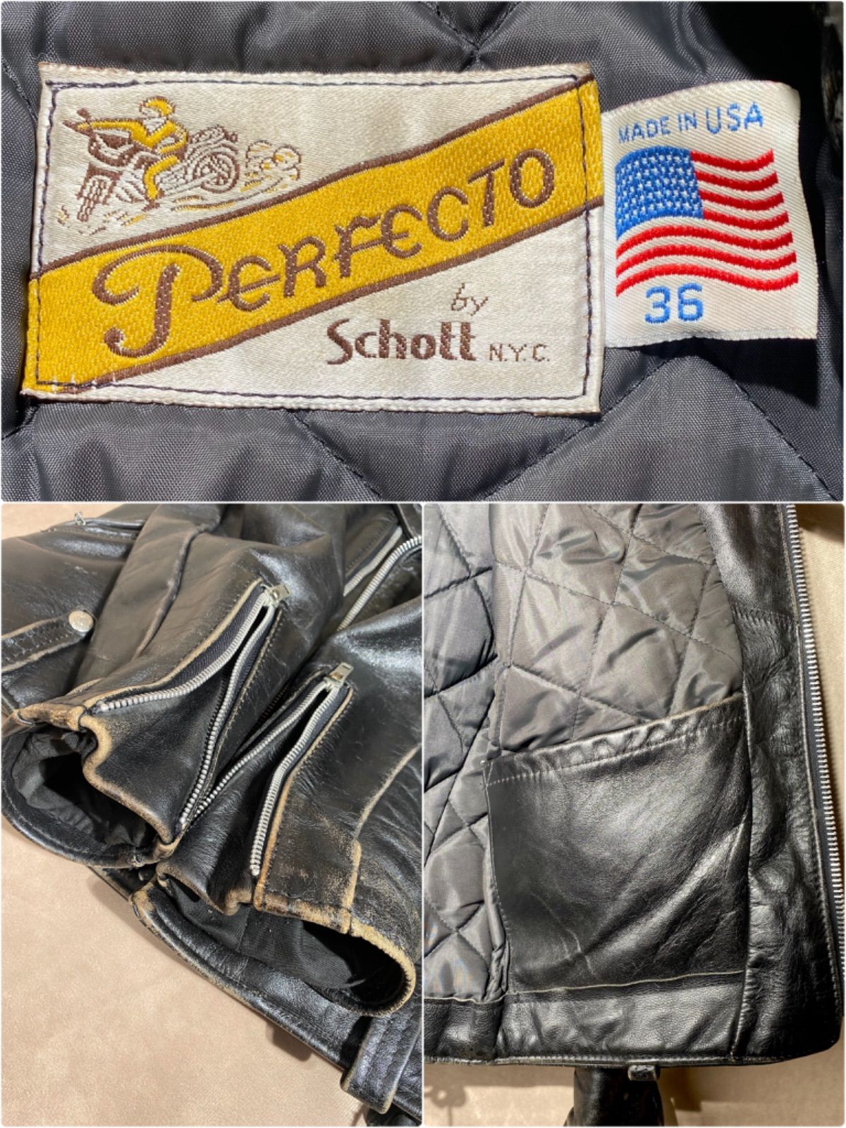 1980s Schott サイド レースアップ ダブル ライダース 36 ☆ ショット