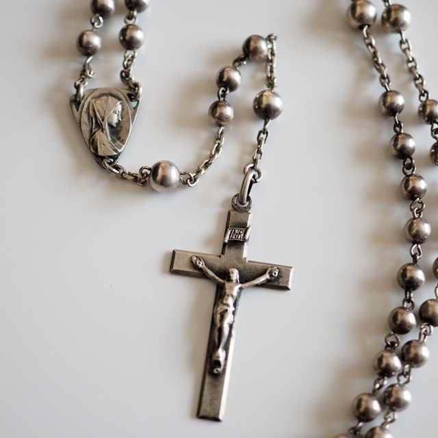 アンティークシルバーロザリオネックレス｜toko-silver