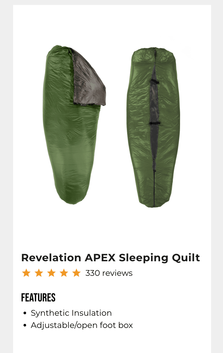 個人輸入で購入】 ENLIGHTENED EQUIPMENT （Revelation APEX Sleeping