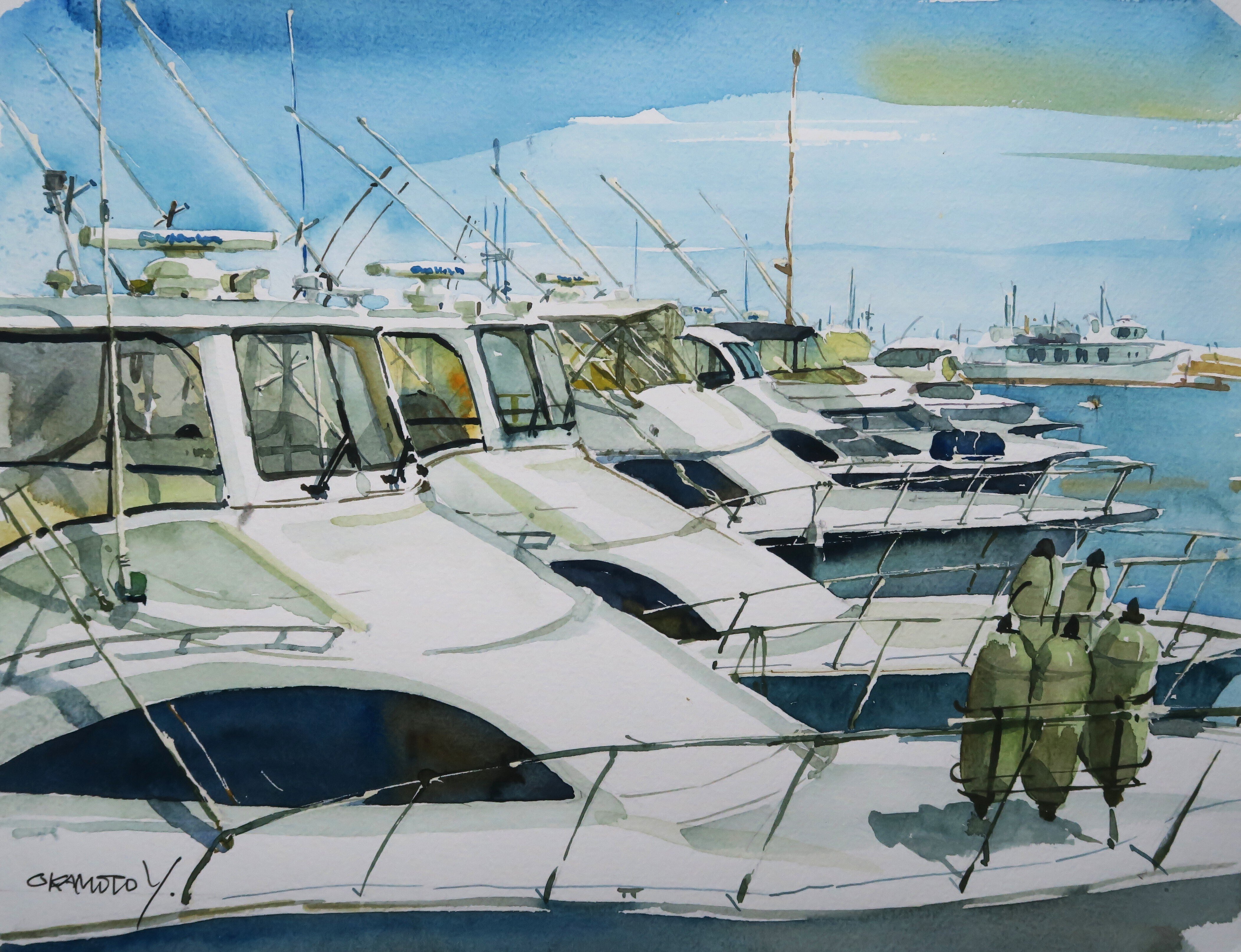 横浜みなとみらい21 界隈/海辺の水彩画｜海の音 - umi no oto - by FURUNO