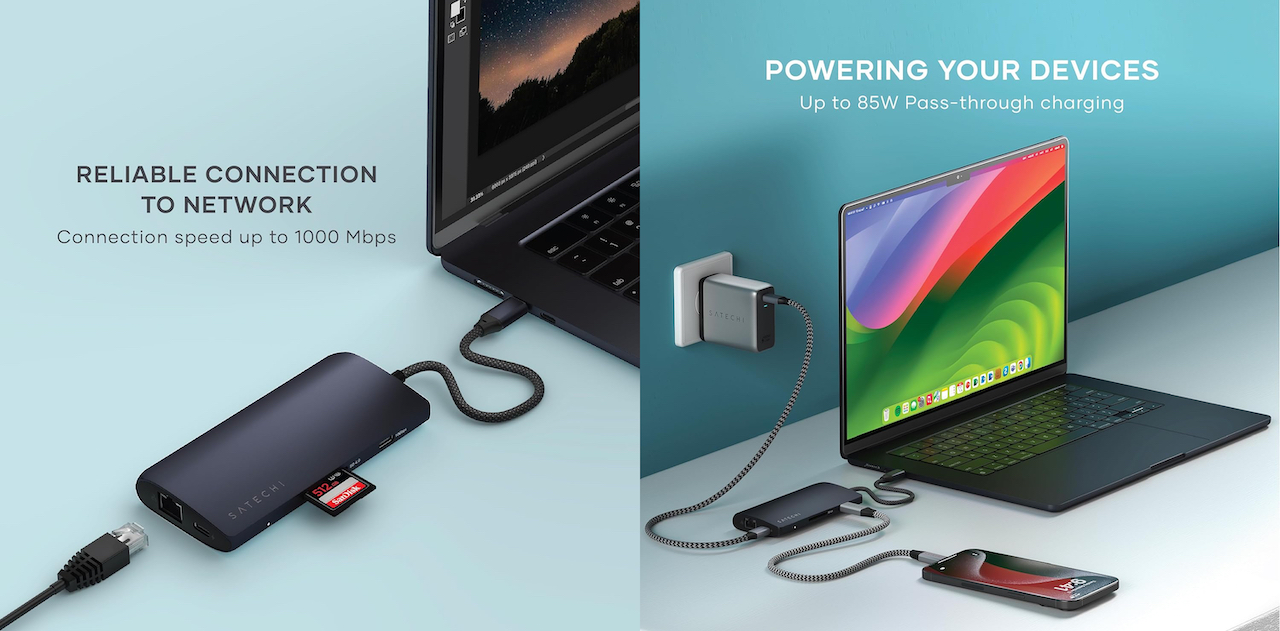 Satechi Japan、4つのUSB-Cや8K30Hz対応のHDMI、Ethernet、UHS-II対応