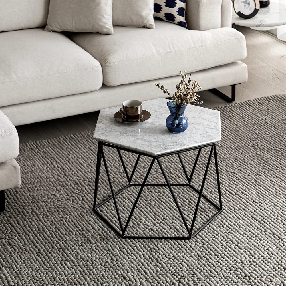 ヘキサゴンテーブル天板三脚テーブル ヘキサゴン79ホワイトオーク中央